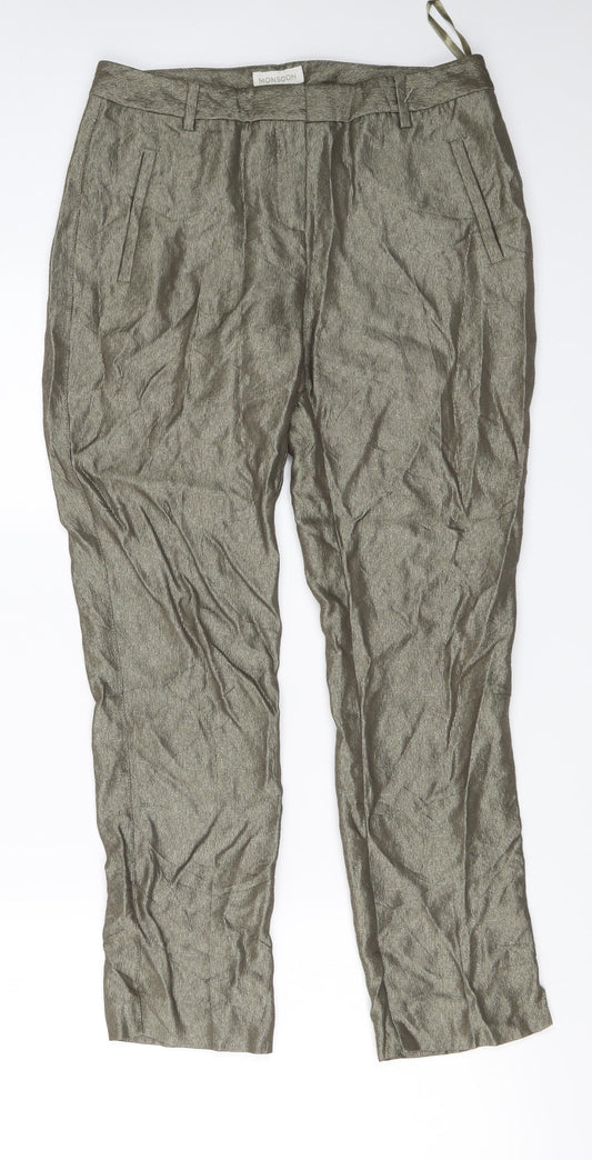 Monsoon Womens Gold   Trousers  Size 10 L24 in