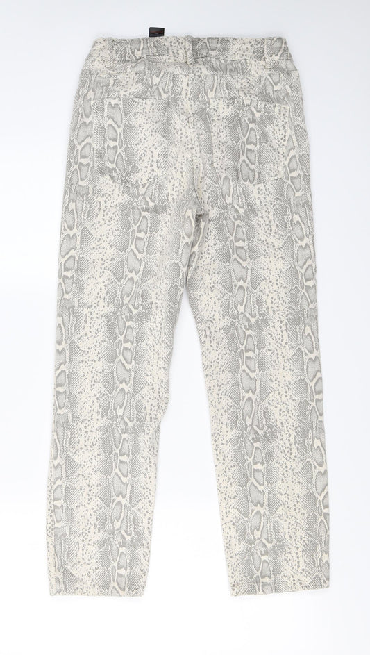 NEXT  Womens Beige Animal Print  Skinny Jeans Size 10 L24 in