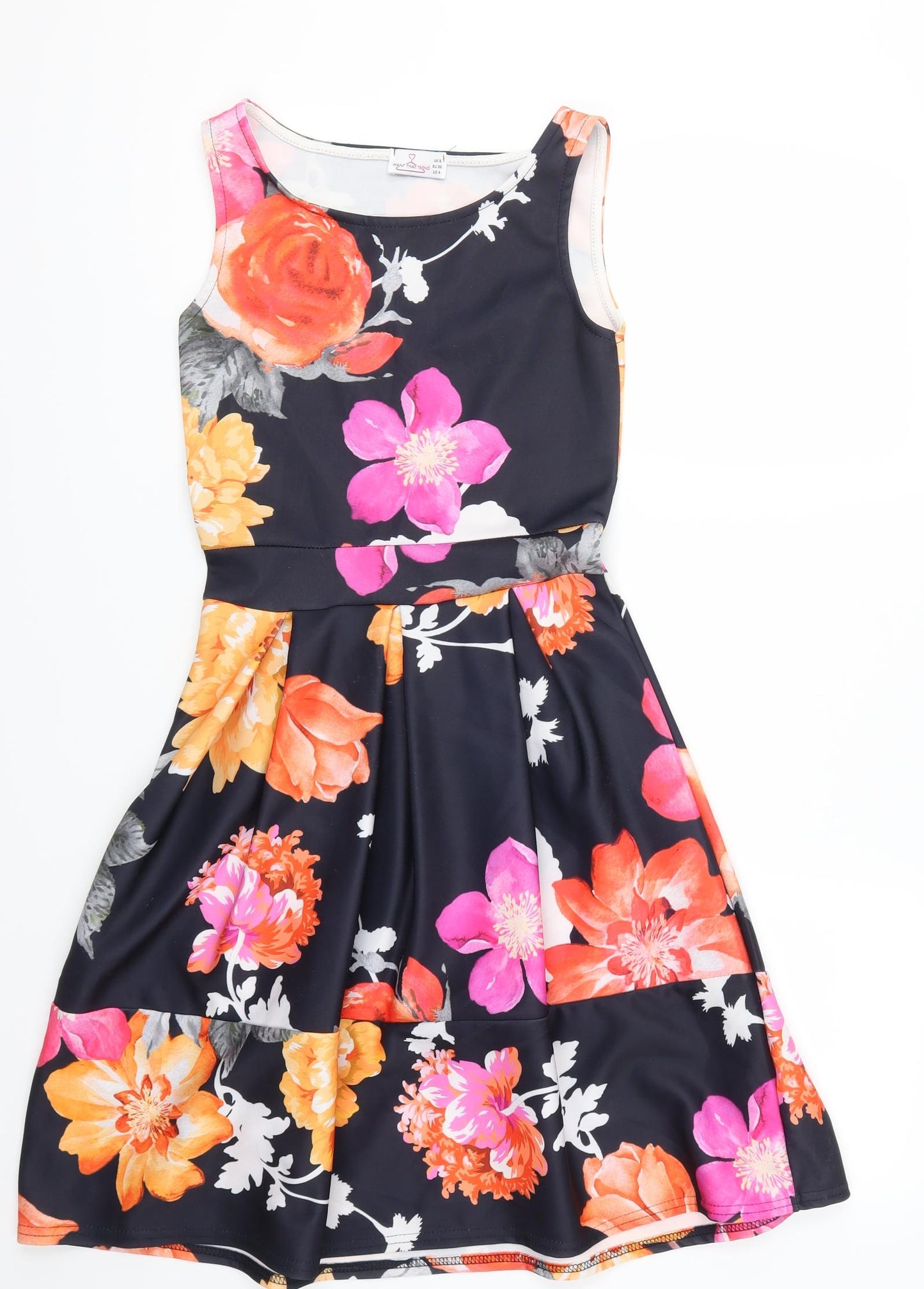 Want That Trend Womens Multicoloured Floral  Skater Dress  Size 8