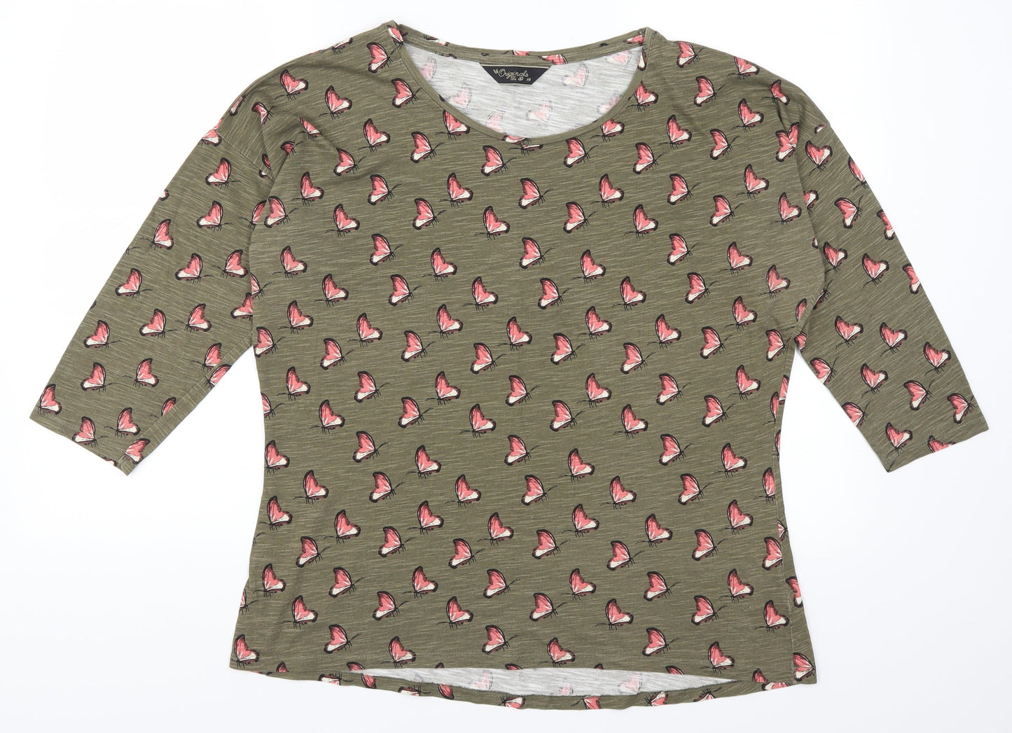 Originals Womens Brown Animal Print  Basic T-Shirt Size 14  - Butterfly Print