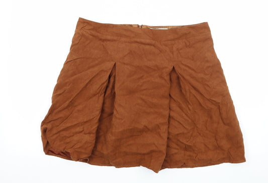 Peacocks Womens Brown  Velour A-Line Skirt Size 14