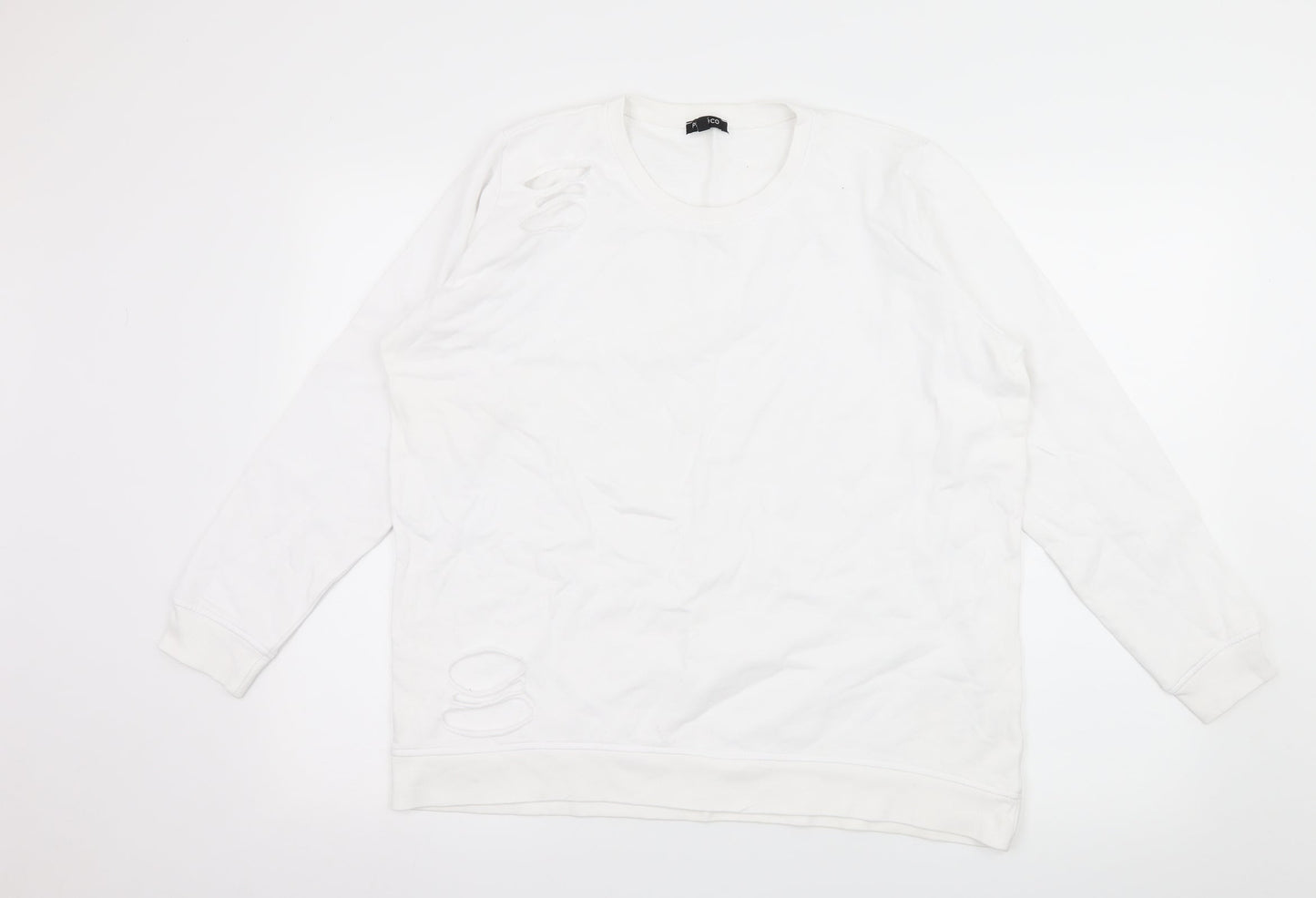 PEP & CO Womens White  Jersey Pullover Sweatshirt Size 14  - Distressed
