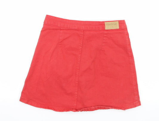 Brownie Womens Red  Denim A-Line Skirt Size 26 in