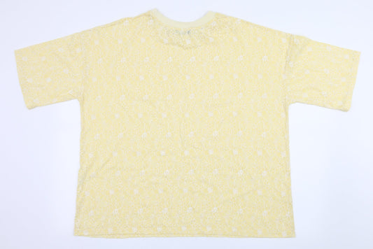 Glamourous Womens Yellow Floral Jersey Basic T-Shirt Size 10