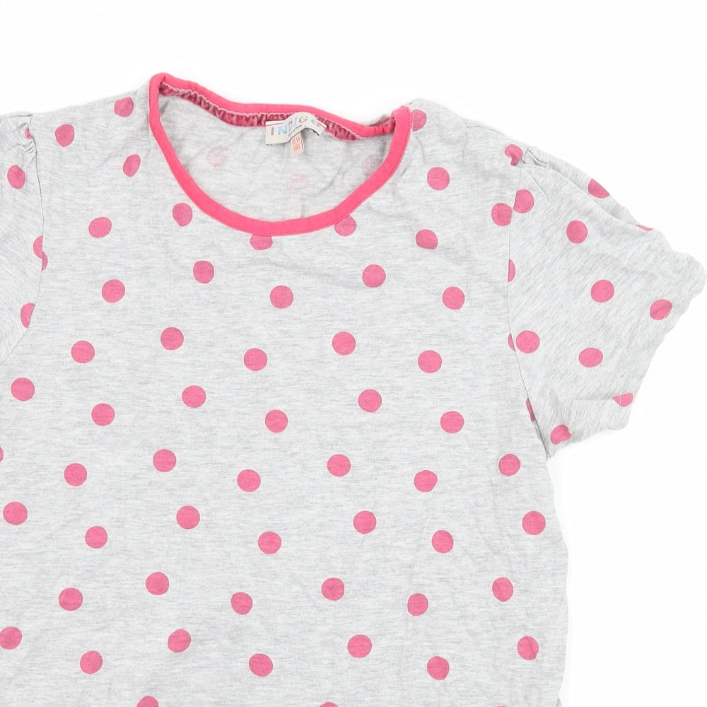 Marks and Spencer Girls Grey Polka Dot Jersey Basic T-Shirt Size 13-14 Years