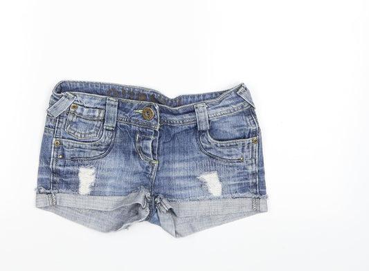 New Look Girls Blue  Denim Hot Pants Shorts Size 10 Years