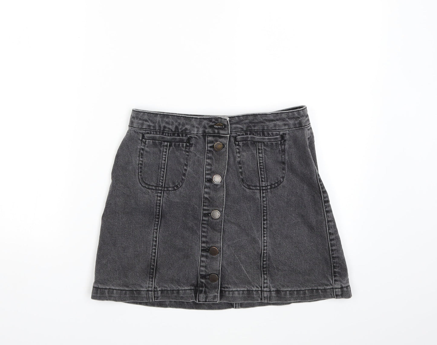 Topshop Womens Grey  Denim Mini Skirt Size 26 in