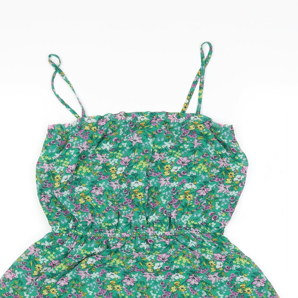 H&M Womens Green Floral  Basic Blouse Size 10