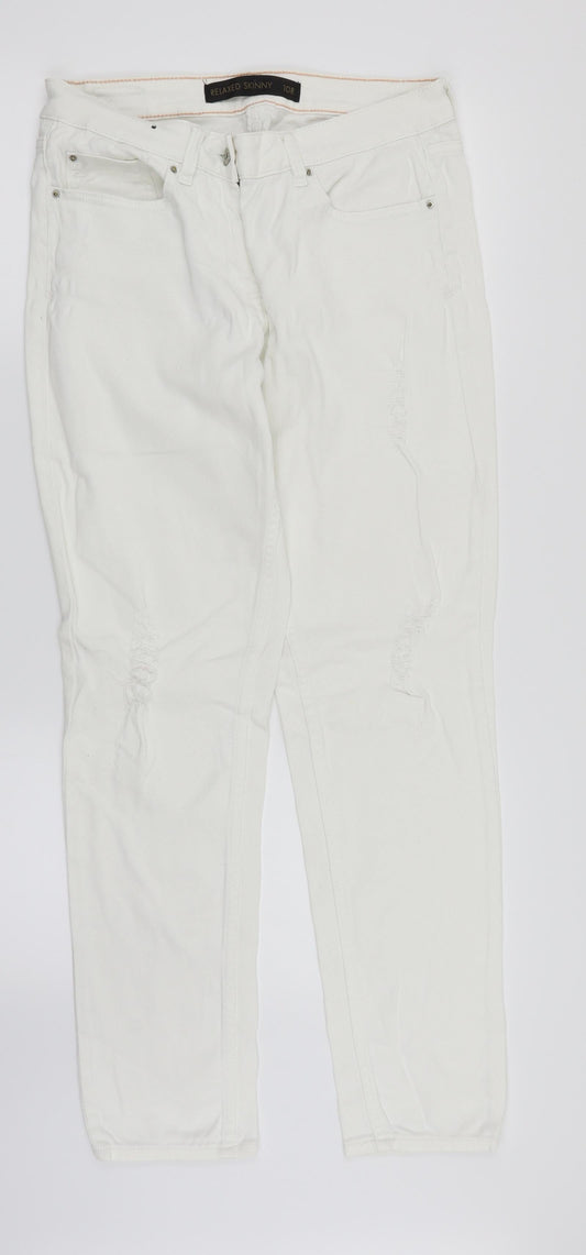 NEXT Womens White  Denim Straight Jeans Size 10 L30 in