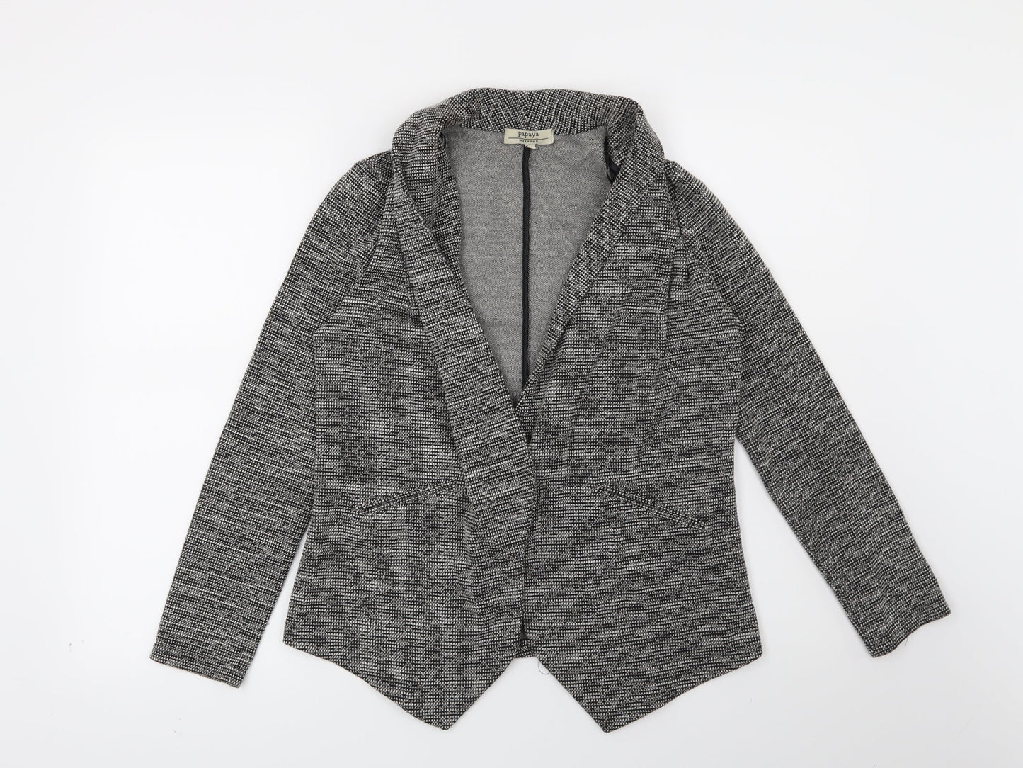 Papaya Womens Black Geometric  Jacket Blazer Size 10