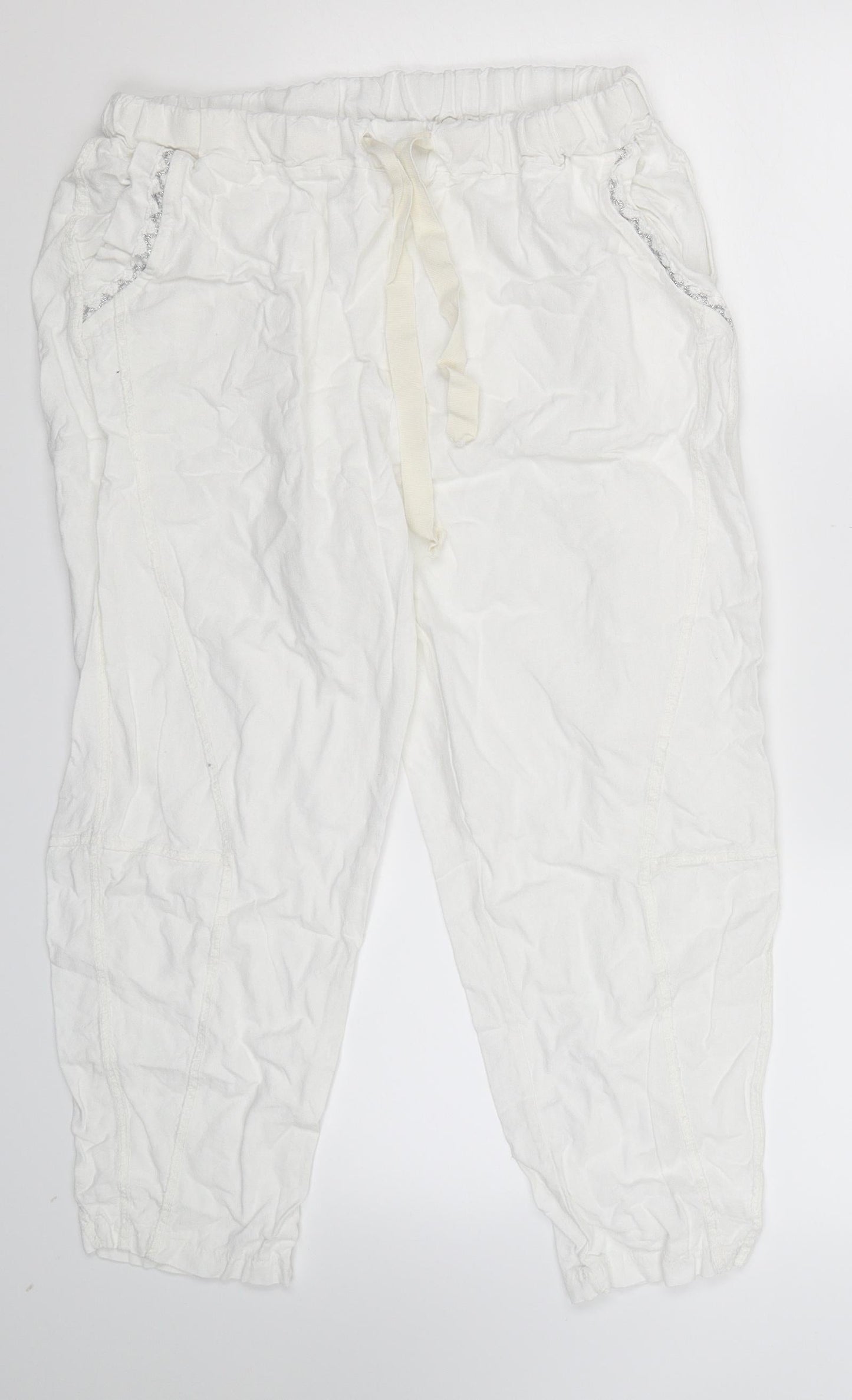 Preworn Womens White   Cropped Trousers Size 32 in L23 in