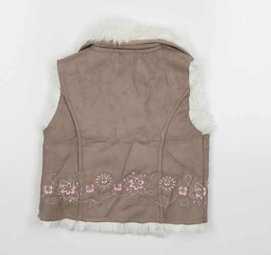 Adams Baby Grey Floral  Gilet Jacket Size 9-12 Months  - Faux Leather