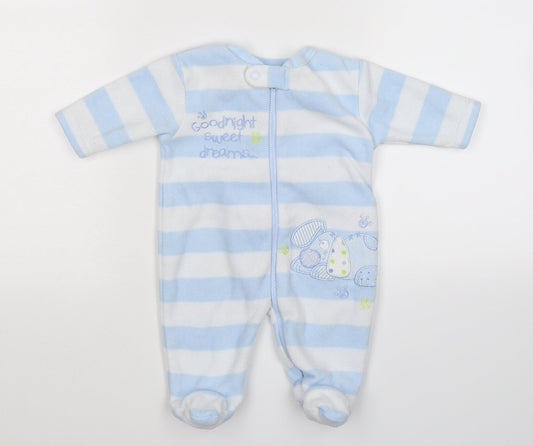 George Boys Blue Striped Fleece Babygrow One-Piece Size Newborn
