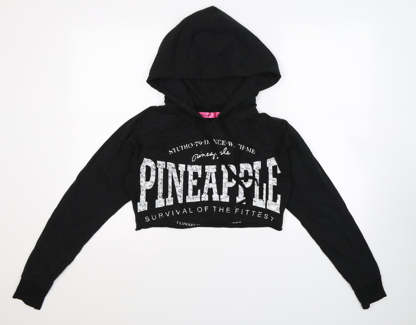 Pineapple Womens Black   Pullover Hoodie Size XS  - Cropped