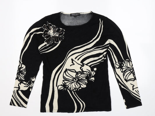 Frank Saul Womens Black  Knit Pullover Jumper Size S