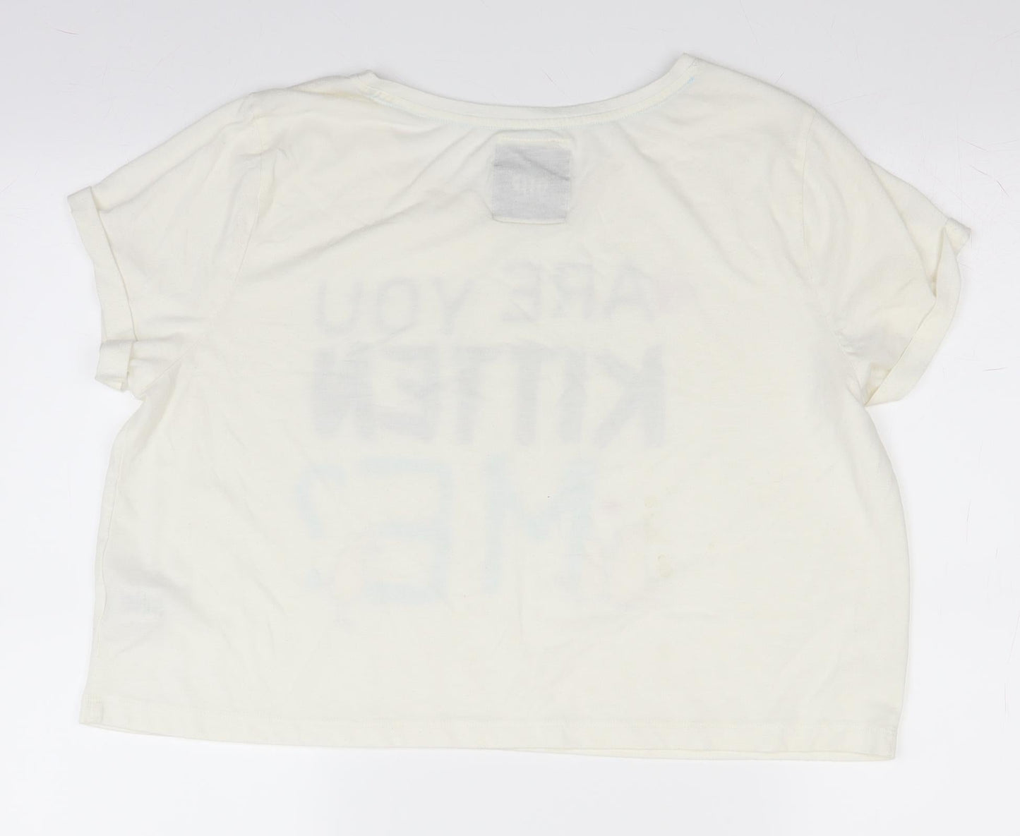 Matalan Womens Ivory Solid  Top Pyjama Top Size M  - are you kitten me