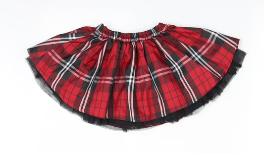 Ladybird Girls Red Plaid  Skater Skirt Size 2-3 Years