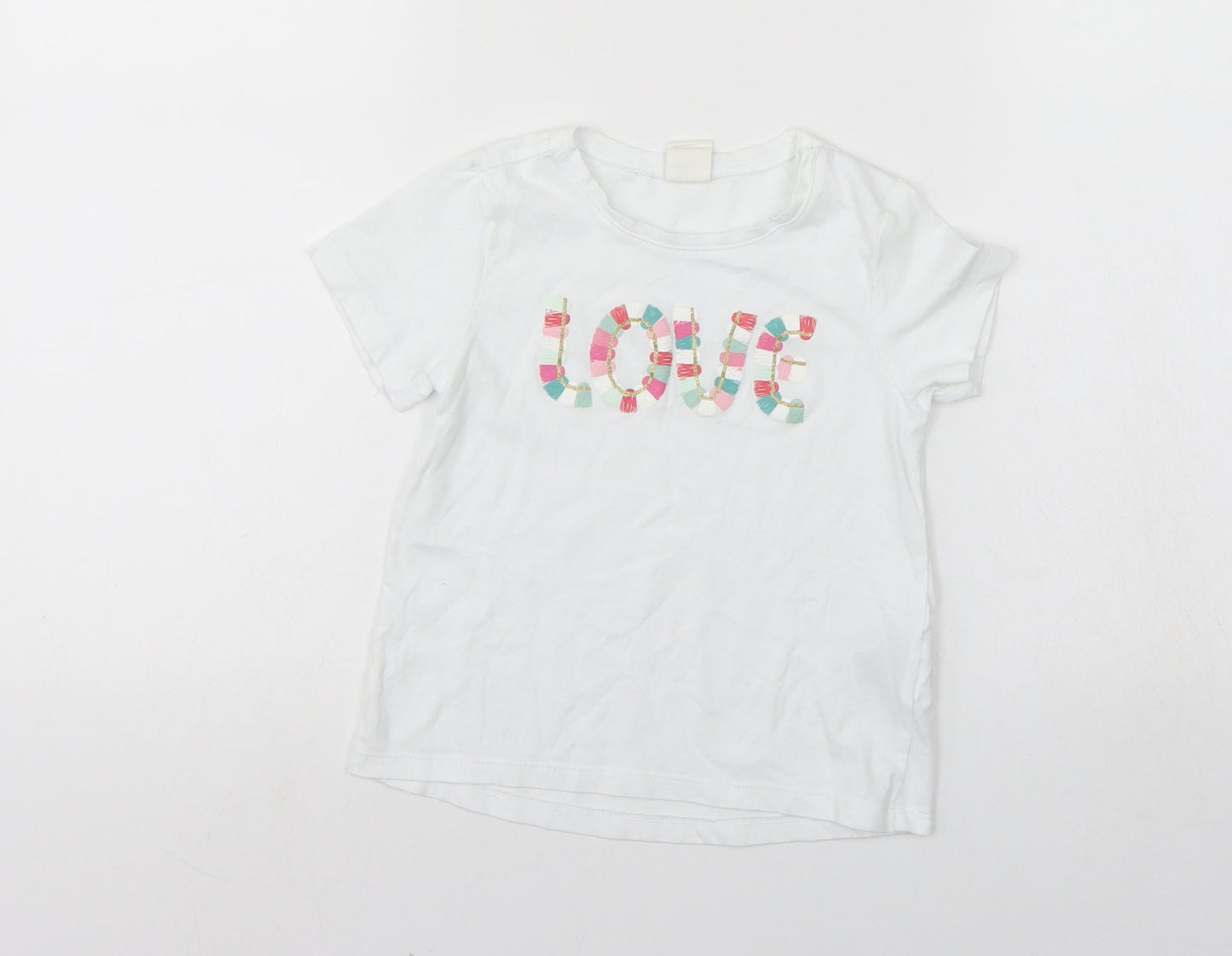 H&M Girls White   Basic T-Shirt Size 2-3 Years