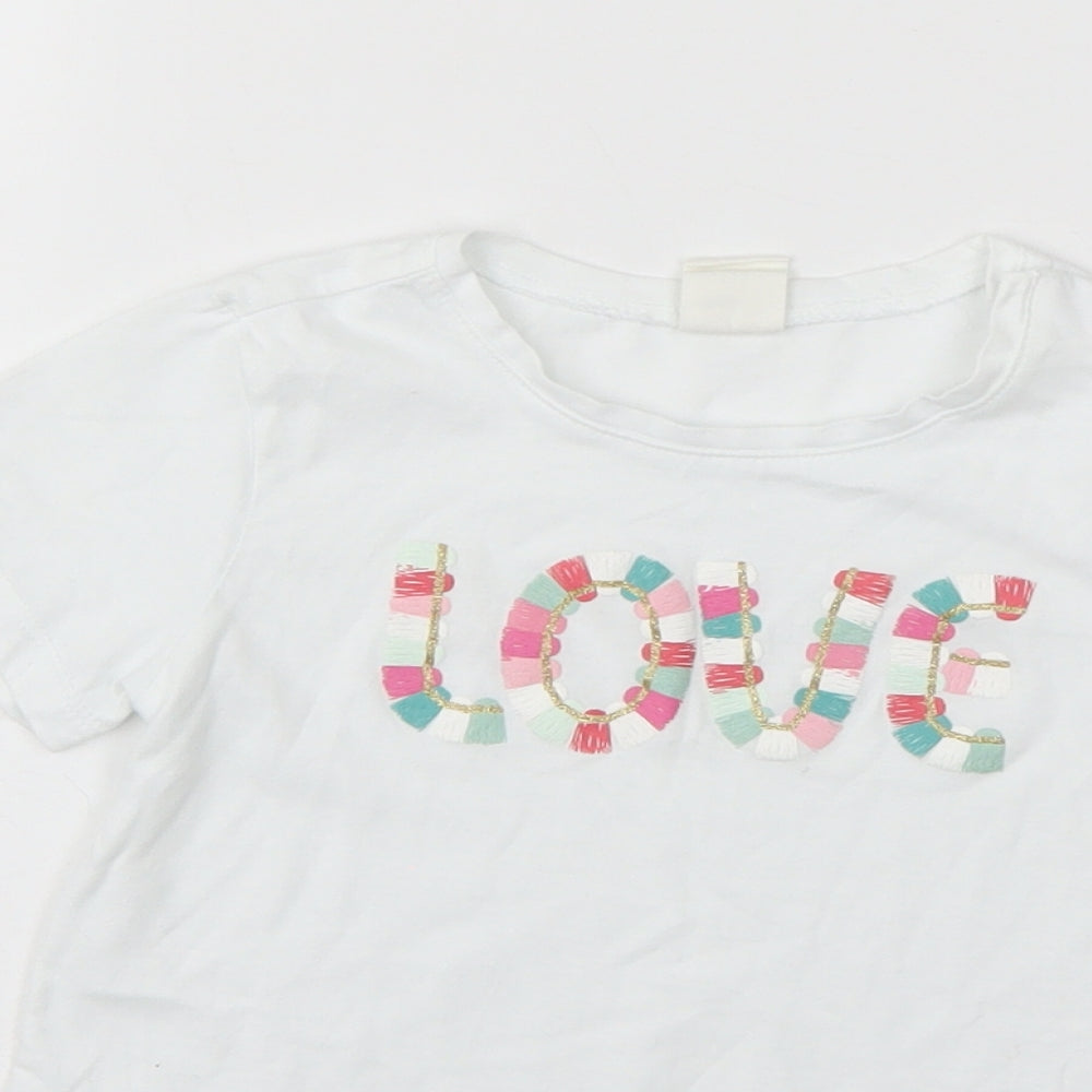 H&M Girls White   Basic T-Shirt Size 2-3 Years