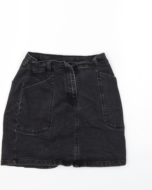 Nutmeg Girls Black  Denim A-Line Skirt Size 10-11 Years