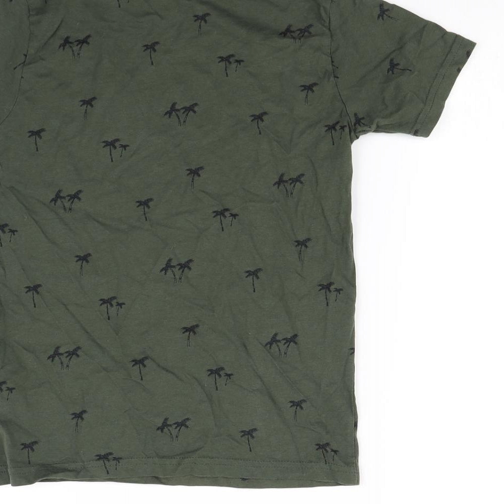 Primark Boys Green Spotted  Basic T-Shirt Size 8 Years  - Palm Tree