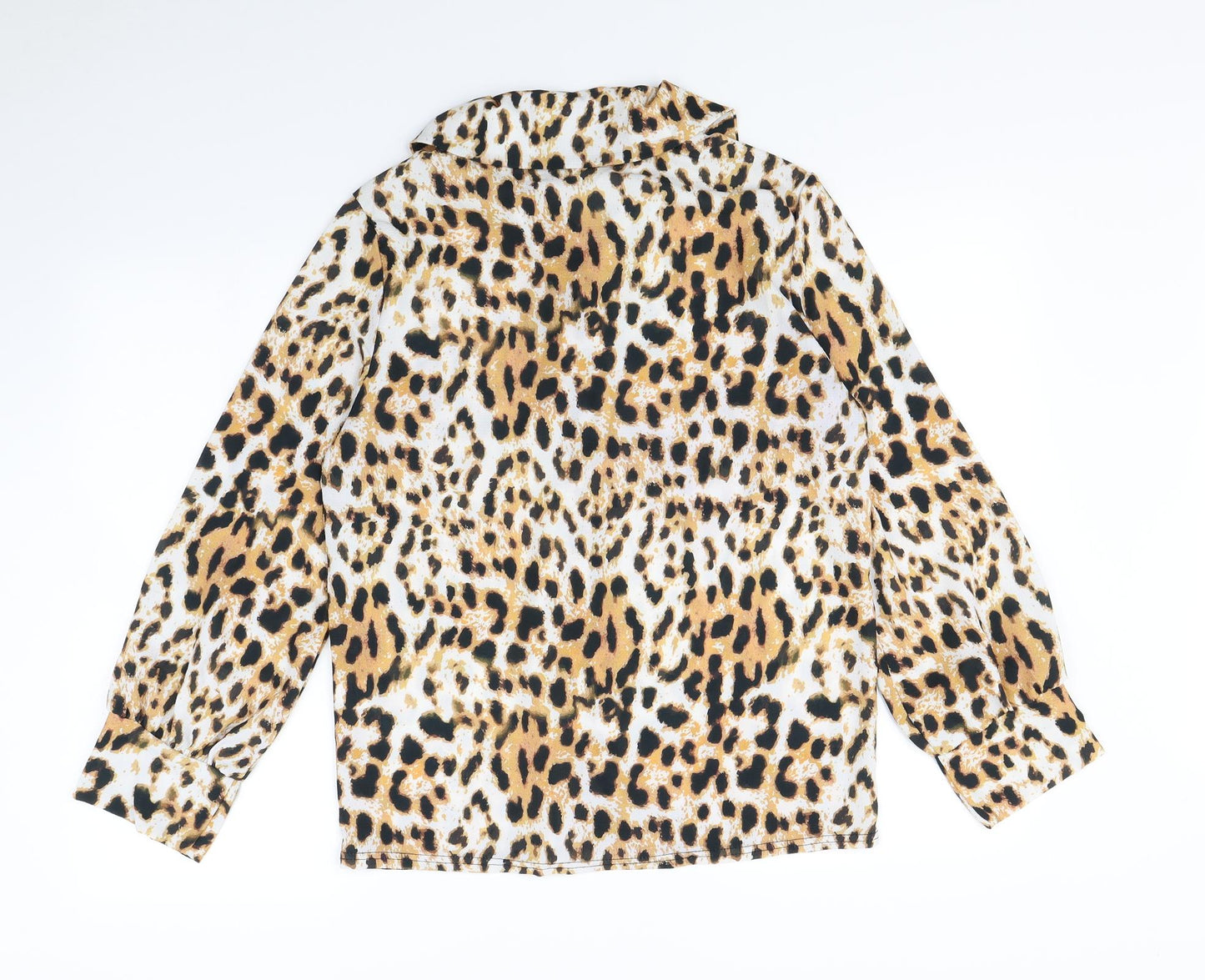 pretty little  Thing Womens Brown Animal Print  Basic Button-Up Size 8