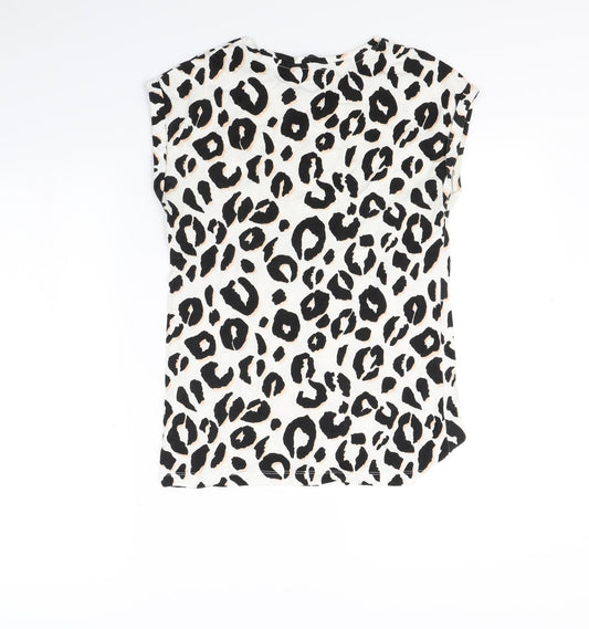 Dorothy Perkins Womens White Animal Print  Basic T-Shirt Size 10