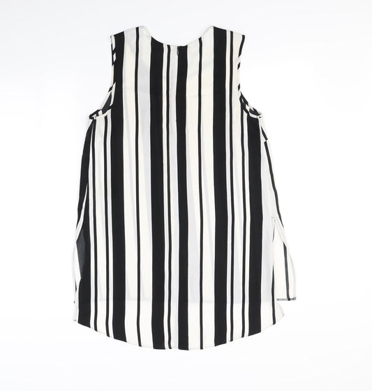 Papaya Womens Black Striped  Basic T-Shirt Size 10