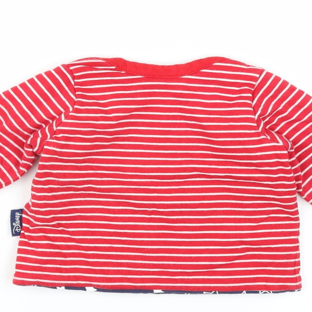 Disney Baby Red Striped  Pullover Jumper Size 3-6 Months  - mickey mouse sweatshirt