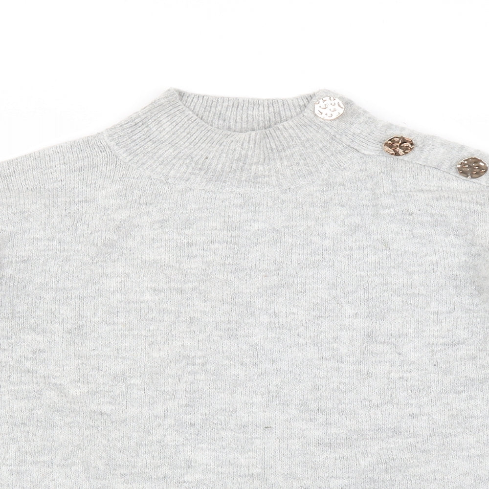 Dorothy Perkins Womens Grey   Pullover Jumper Size 10  - Button Detail