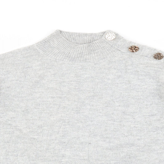 Dorothy Perkins Womens Grey   Pullover Jumper Size 10  - Button Detail