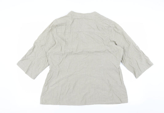 BM Womens Beige Striped  Basic Blouse Size 16