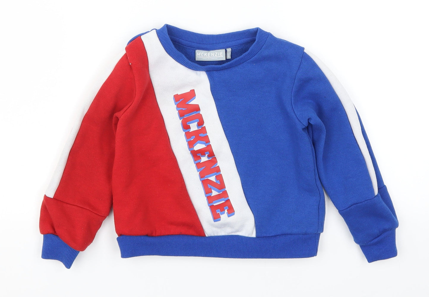 McKenxie Boys Blue Colourblock  Pullover Sweatshirt Size 4-5 Years  - Red