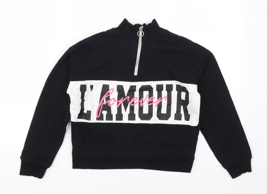 Miss Evie Girls Black   Pullover Sweatshirt Size 9-10 Years  - L'Amour Forever