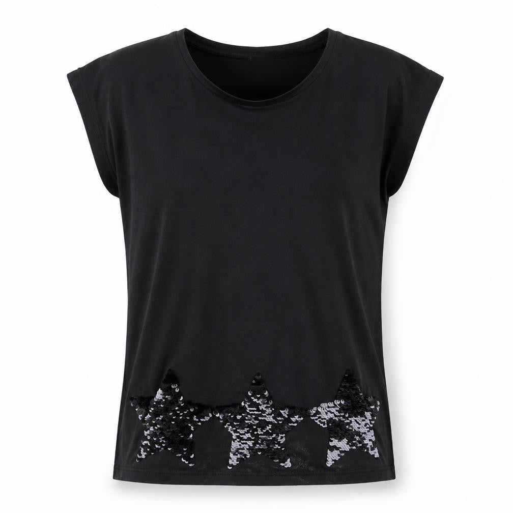 Tu Girls Black   Basic T-Shirt Size 10 Years  - Stars