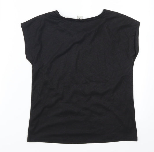 TU Girls Black   Basic T-Shirt Size 10 Years  - Stars