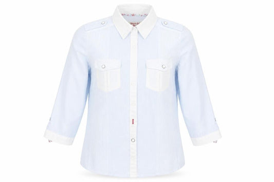 Lee Cooper Womens Blue Striped  Basic Button-Up Size 8