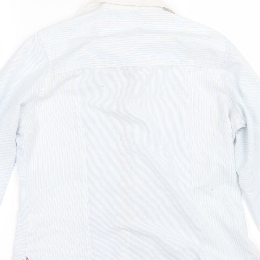 Lee Cooper Womens Blue Striped  Basic Button-Up Size 8