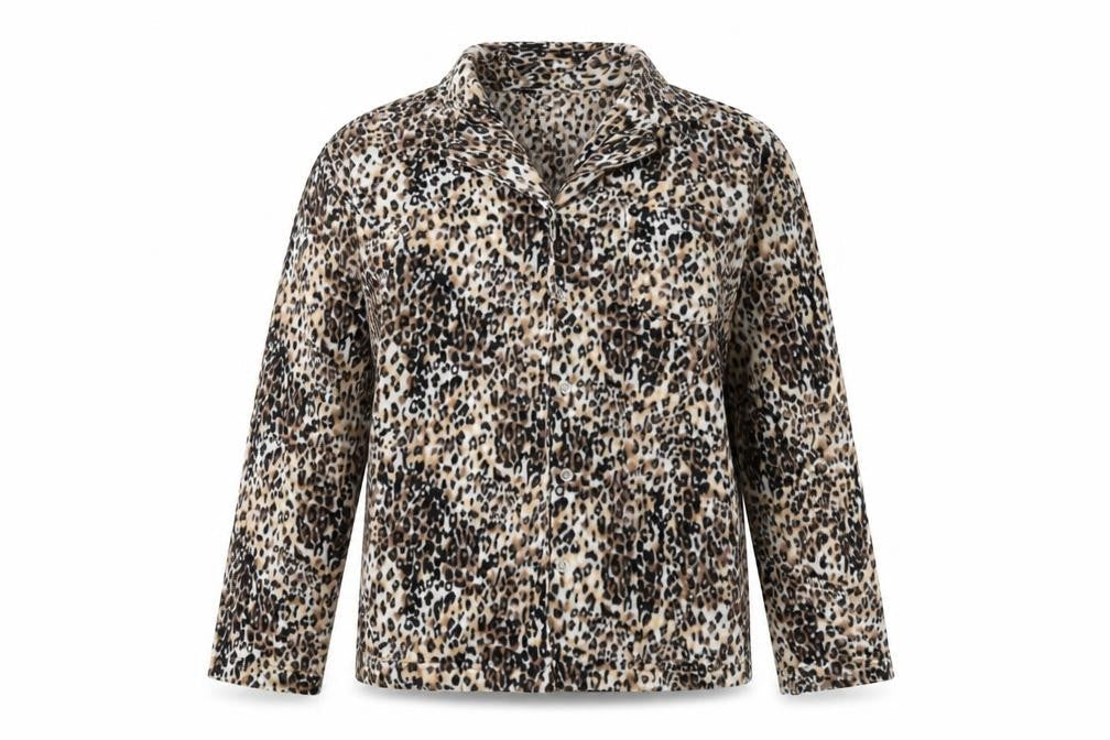 Very Womens Brown Animal Print Fleece Top Pyjama Top Size 12