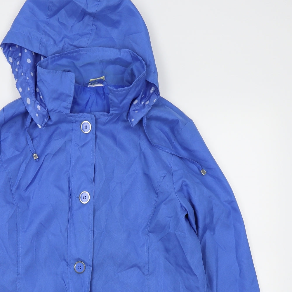 Anne De Lancay Womens Blue Polka Dot  Rain Coat Coat Size 10
