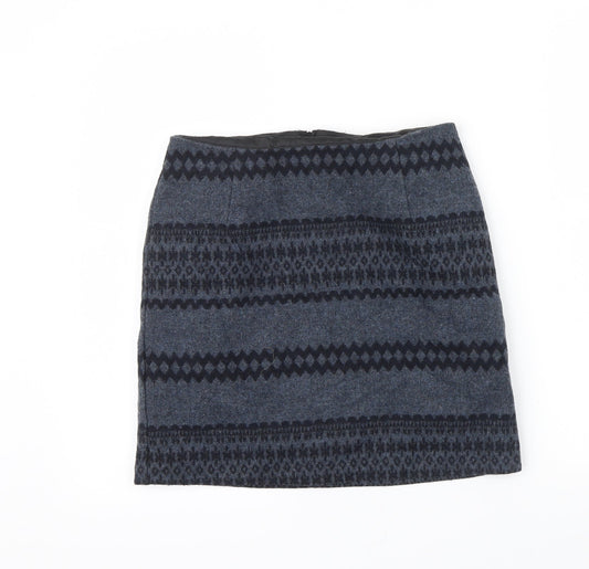 NEWLOOK Womens Grey Geometric  A-Line Skirt Size 6