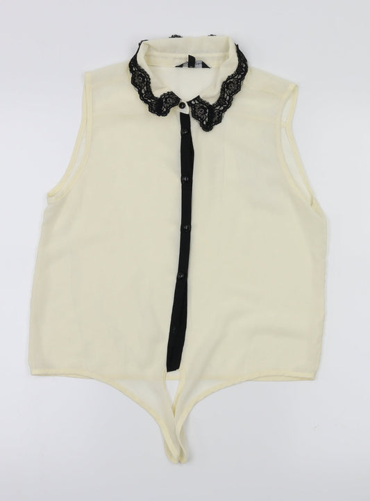 Candy Couture Womens Ivory   Basic T-Shirt Size 14