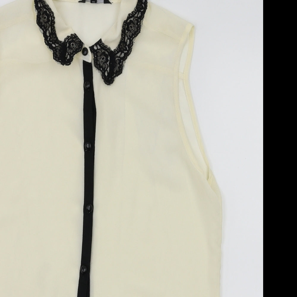 Candy Couture Womens Ivory   Basic T-Shirt Size 14