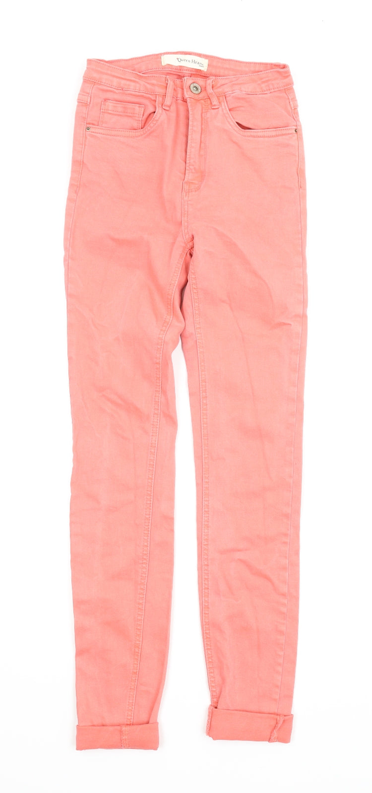 Queen Hearts Womens Pink  Denim Skinny Jeans Size XS L25 in