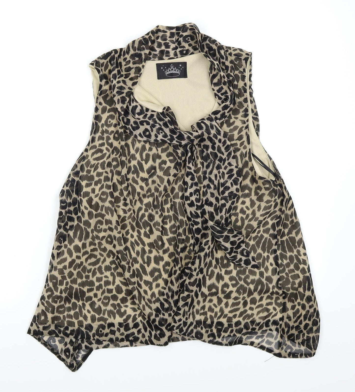 Drama Queen Womens Brown Animal Print  Basic Blouse Size 16