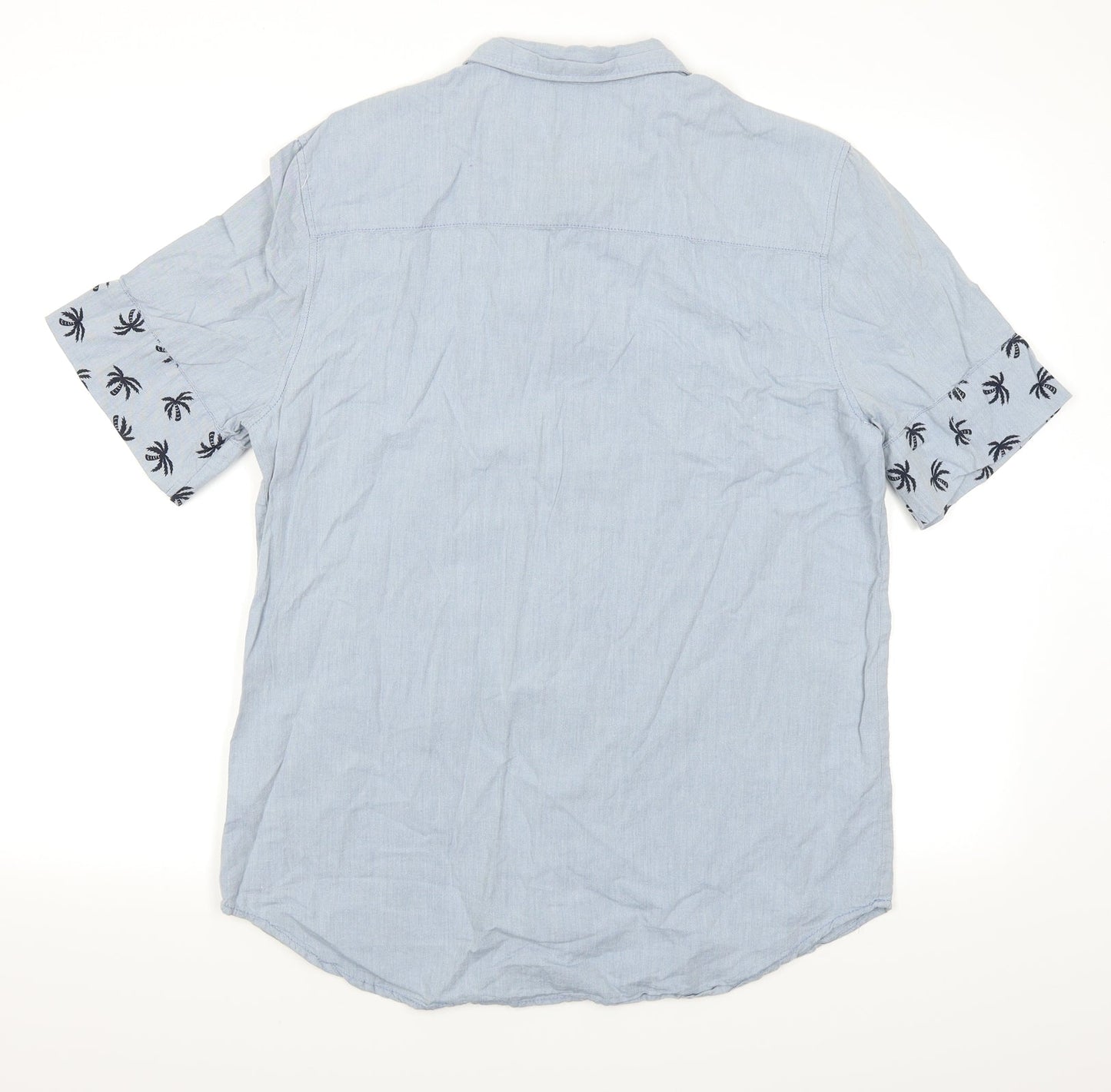 Divided Mens Blue    Button-Up Size M  - Palm Tree