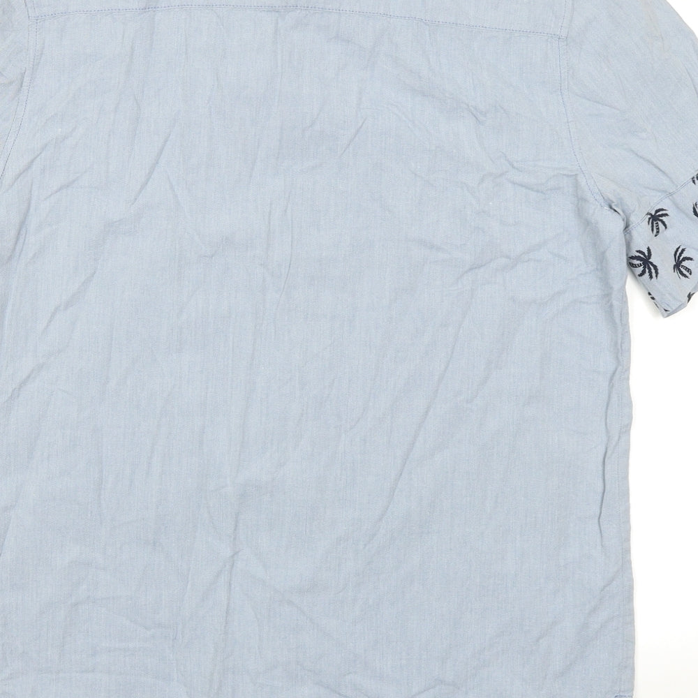 Divided Mens Blue    Button-Up Size M  - Palm Tree
