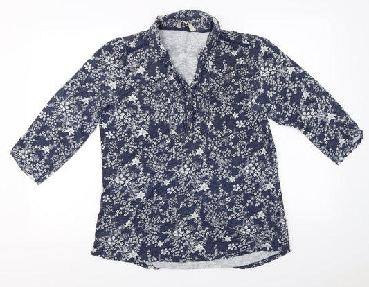 M&Co Womens Blue Floral  Pullover Jumper Size 14