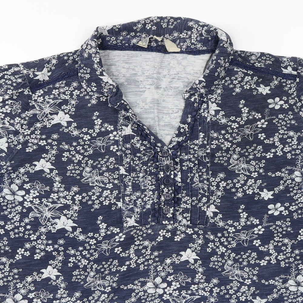 M&Co Womens Blue Floral  Pullover Jumper Size 14
