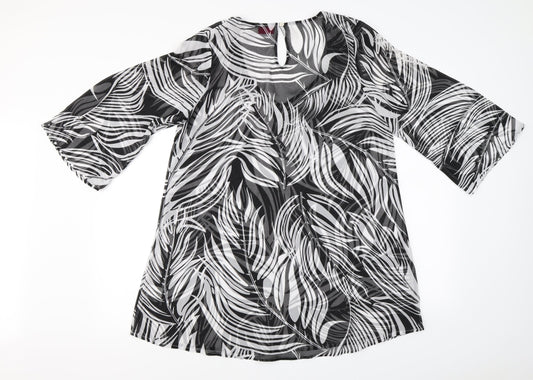 Together  Womens Black Floral  Basic Blouse Size 12